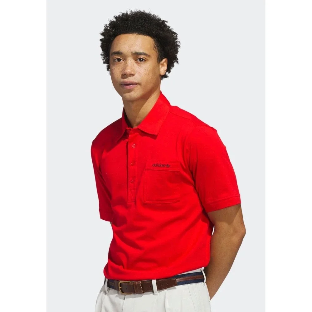 Adidas Originals Archive Pocket Golf Polo Shirt Red Scarlet Mens XL JW3956 NEW